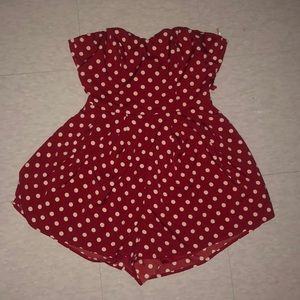 Red polka dot romper